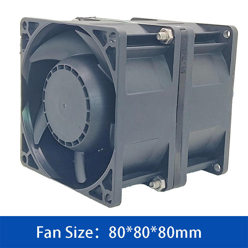 JENTECH JC8080B48UC1-C477 80×80x80mm 48V DC Twin Axial Fan | 16000RPM High-Pressure Cooling Fan